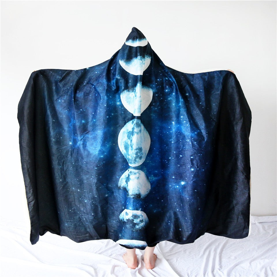 Moon Eclipse Hooded Blanket Sherpa Fleece Galaxy