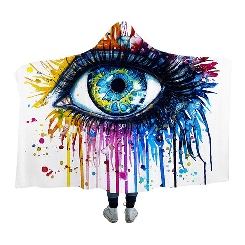 Rainbow Fire by Pixie Cold Art Hooded Blanket