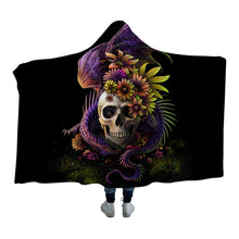 Load image into Gallery viewer, Flowery Skull by SunimaArt Hooded Blanket
