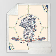 Load image into Gallery viewer, Indian Feather Microfiber Tribal Sherpa