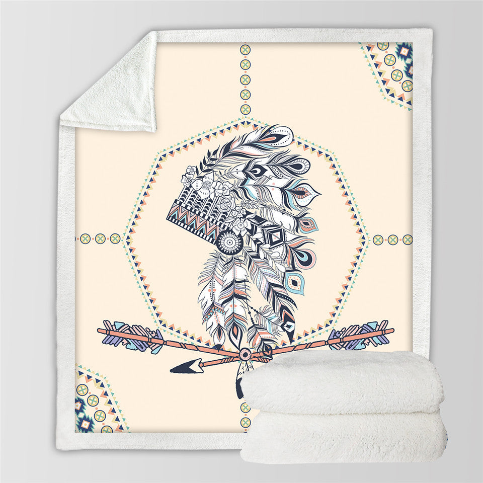 Indian Feather Microfiber Tribal Sherpa