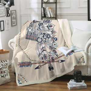 Indian Feather Microfiber Tribal Sherpa