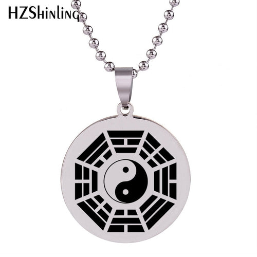 Heaven Trigram Round Silver Stainless Steel Pendant