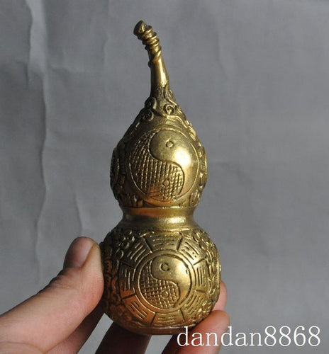 Christmas Chinese Folk fengshui Brass eight trigrams Gourd cucurbit evil spirits statue Halloween