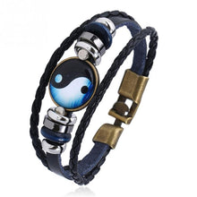 Load image into Gallery viewer, Western Style PU Leather Alloy Time Gem Trigram Bracelet