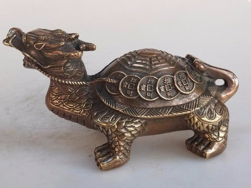 Metal crafts The eight trigrams Dragon Turtle Gilt bronze statue