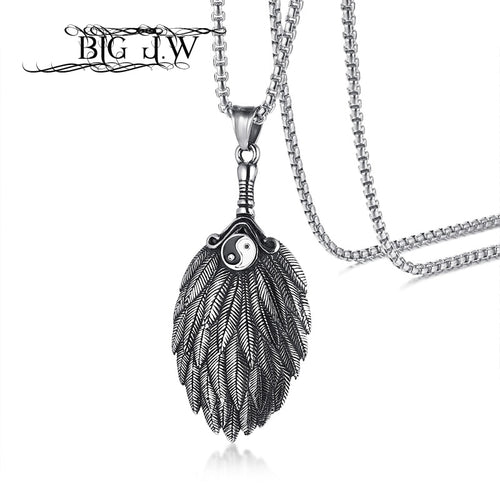 Lucky Fan Pendant for Men Stainless Steel The Eight Trigrams Vintage Unisex Jewelry