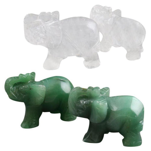Elephant Carved Natural Stone Mini Statue Decor