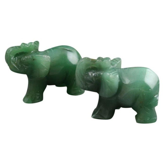 Elephant Carved Natural Stone Mini Statue Decor