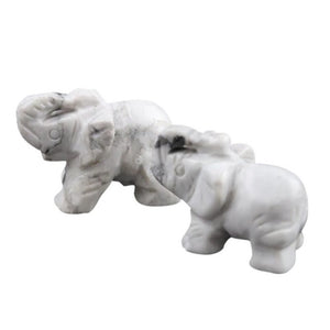 Elephant Carved Natural Stone Mini Statue Decor