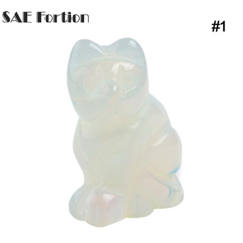 1.5 Inches Quartz Cat Semi-Precious Stone Carved Cat Gemstone