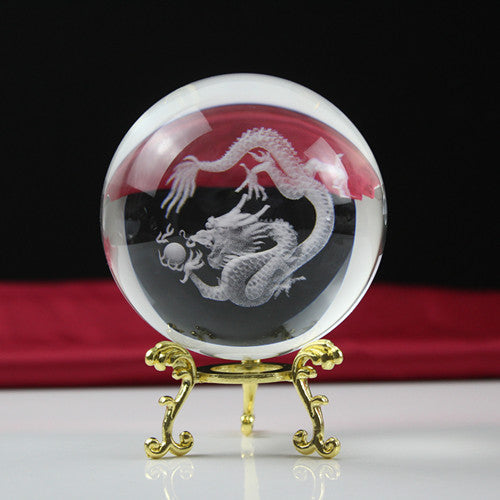 3D Crystal Dragon Ball Feng shui Desk Decorative Storm Glass
