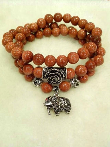 Natural Golden Sand Elephant crystal bracelet