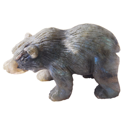 Natural Crystal Moonstone Figurine Carved Bear Statue Healing Reiki Meditation Fengshui Decoration Chakra Stone Healing Reiki