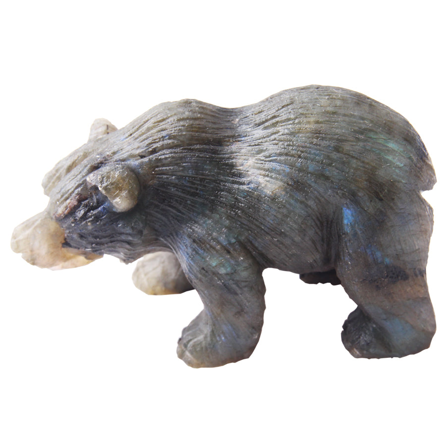 Natural Crystal Moonstone Figurine Carved Bear Statue Healing Reiki Meditation Fengshui Decoration Chakra Stone Healing Reiki