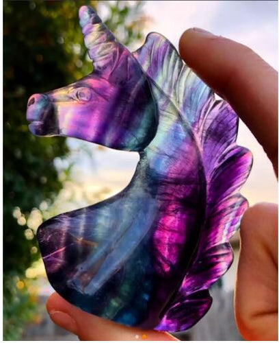 Natural animal gem fluorite unicorn carving decoration
